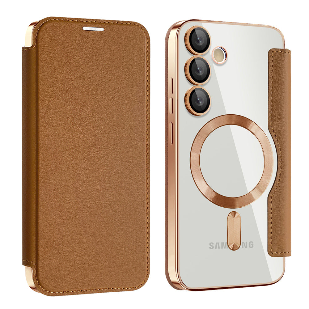Funda MagSafe para Samsung Galaxy S23 S911, Techsuit, SmartMag Book, Marrón