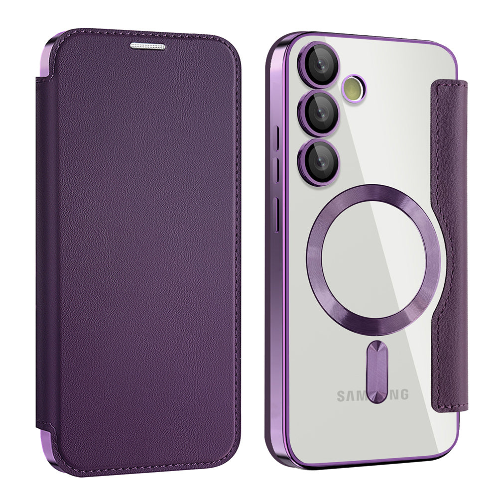 Funda MagSafe para Samsung Galaxy S23 S911, Techsuit, SmartMag Book, Morado
