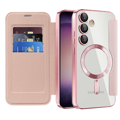 Funda MagSafe para Samsung Galaxy S23 S911, Techsuit, SmartMag Book, Rosa