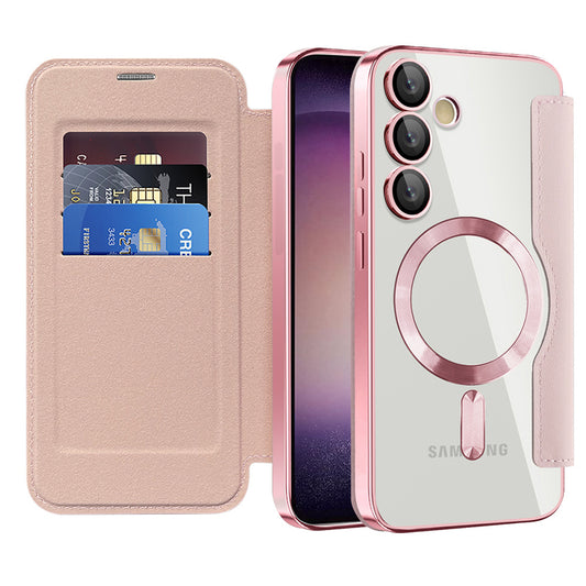 Funda MagSafe para Samsung Galaxy S23 S911, Techsuit, SmartMag Book, Rosa