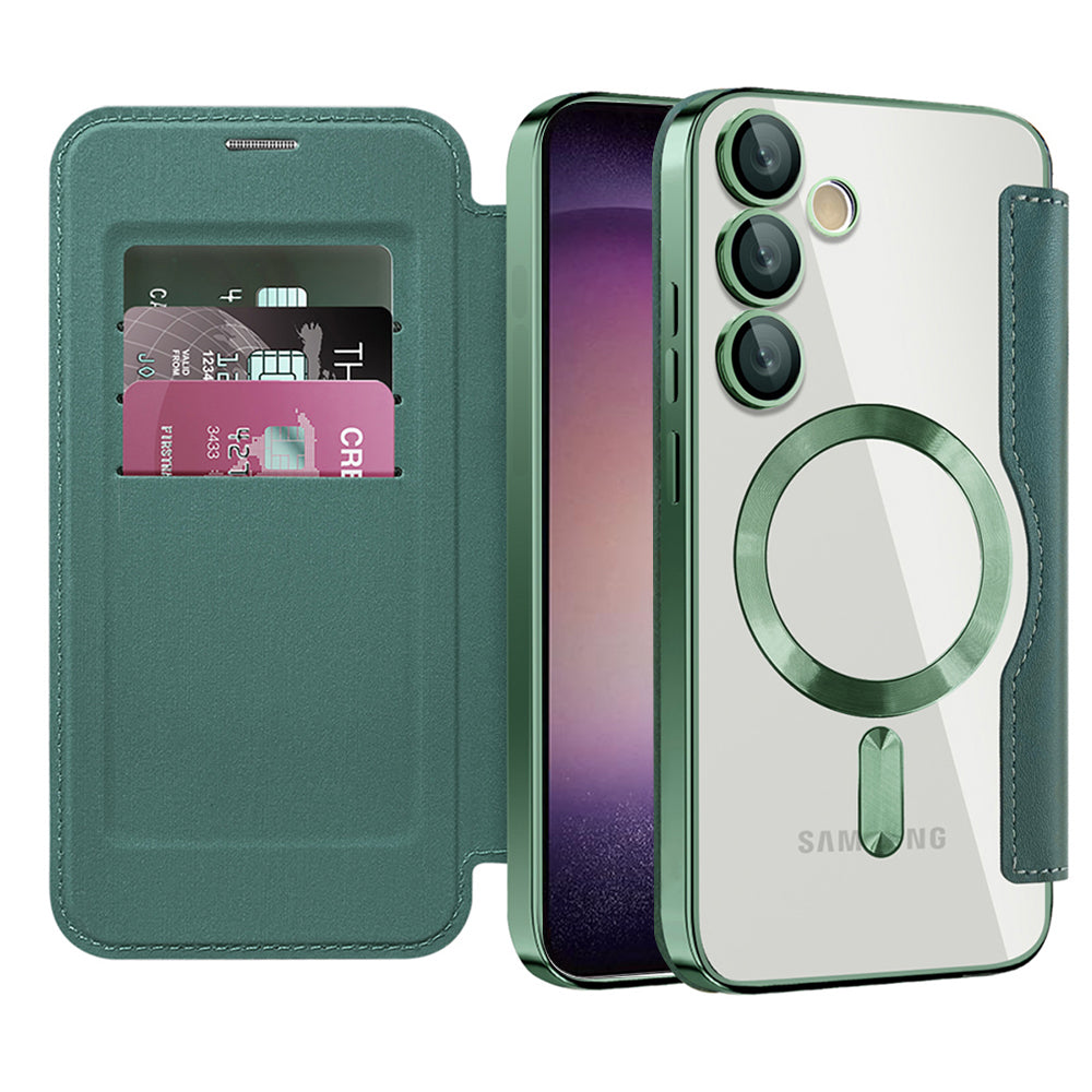 Funda MagSafe para Samsung Galaxy S23 S911, Techsuit, SmartMag Book, Verde