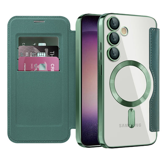 Funda MagSafe para Samsung Galaxy S23 S911, Techsuit, SmartMag Book, Verde