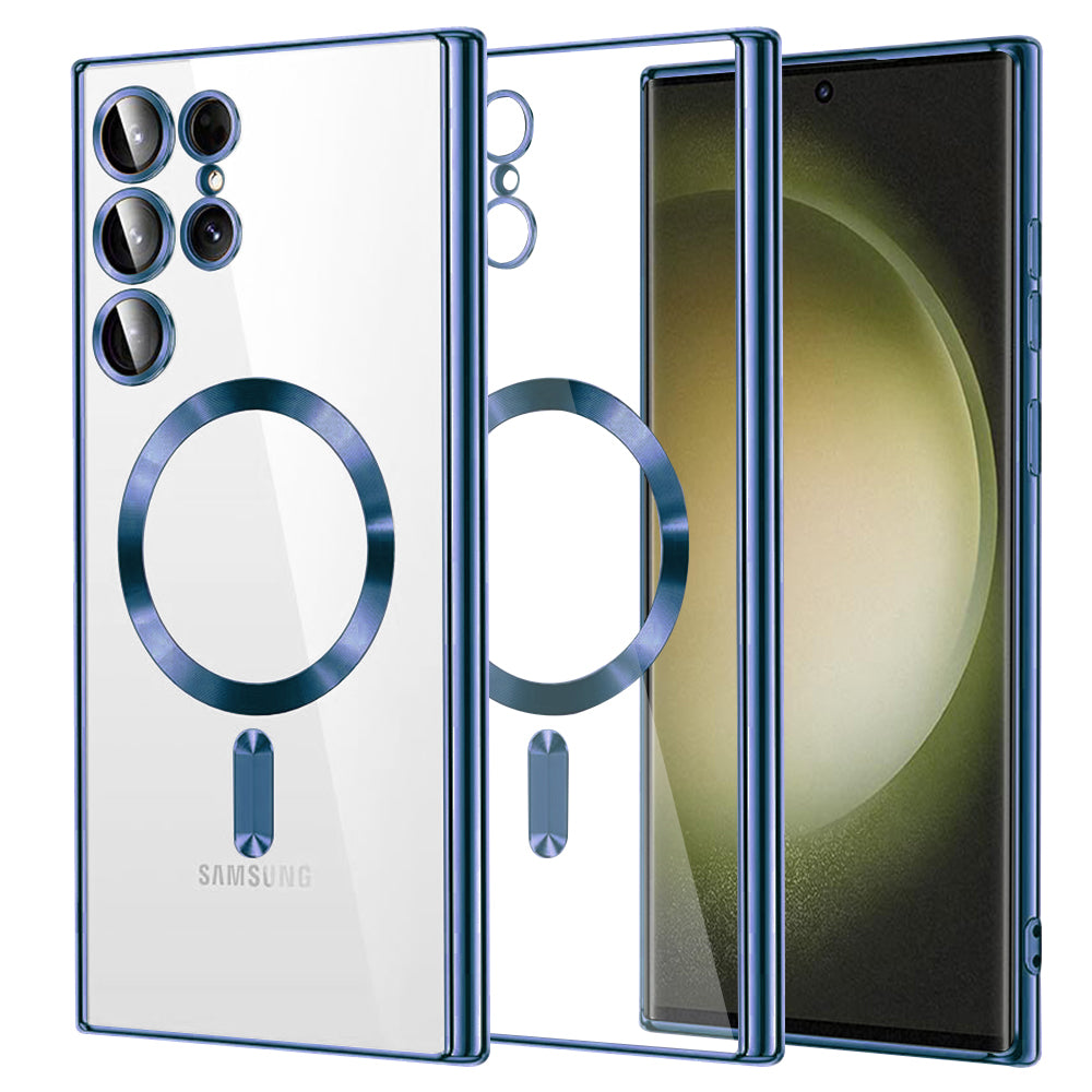 Funda MagSafe para Samsung Galaxy S23 Ultra S918, Techsuit, Luxury Crystal, Azul Oscuro