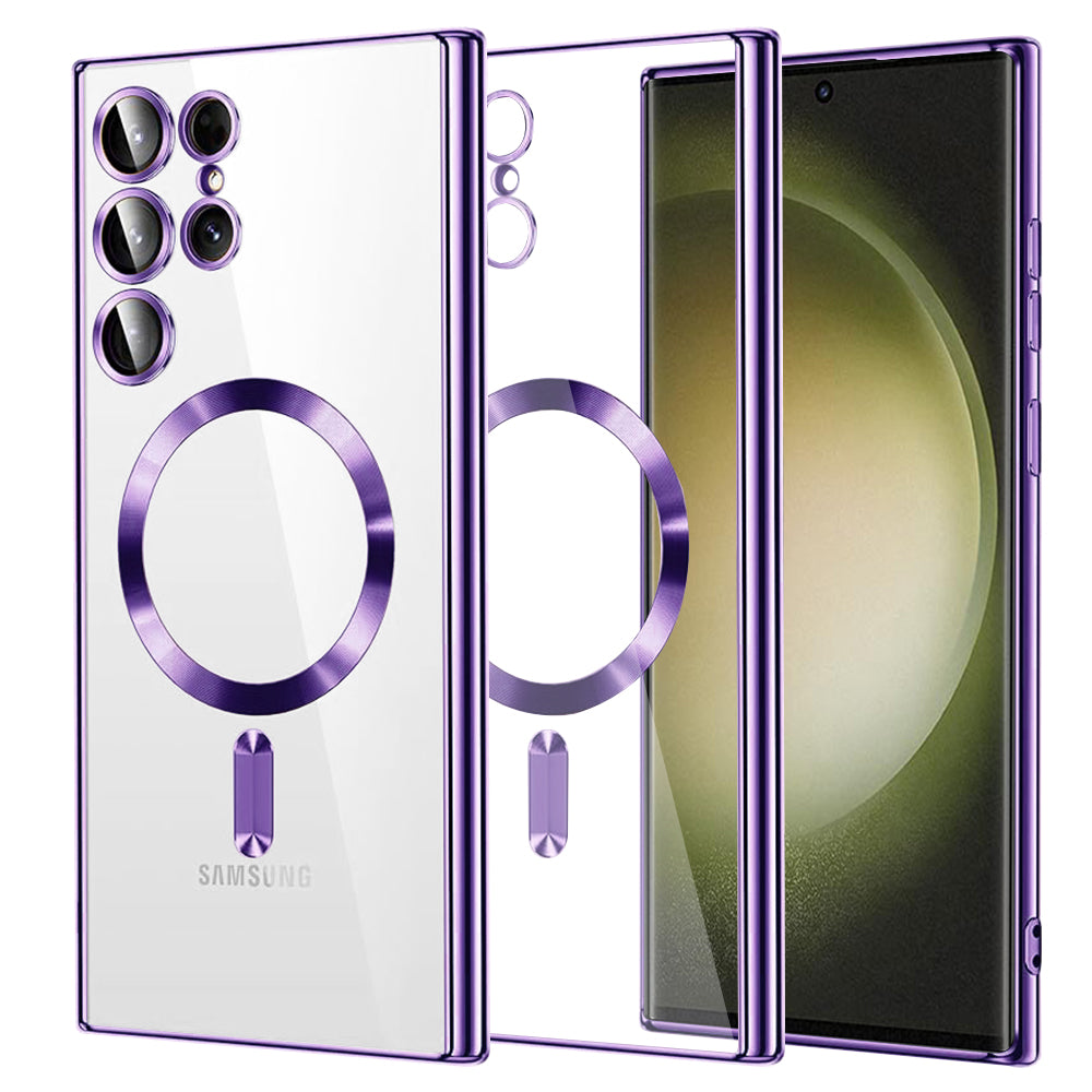 Funda MagSafe para Samsung Galaxy S23 Ultra S918, Techsuit, Luxury Crystal, Morado Claro