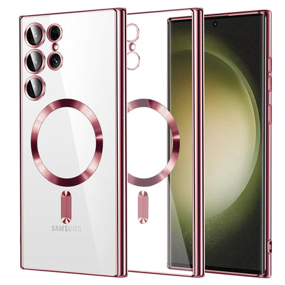 Funda MagSafe para Samsung Galaxy S23 Ultra S918, Techsuit, Luxury Crystal, Rosa