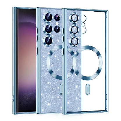 Funda MagSafe para Samsung Galaxy S23 Ultra S918, Techsuit, Luxury Glitter, Azul