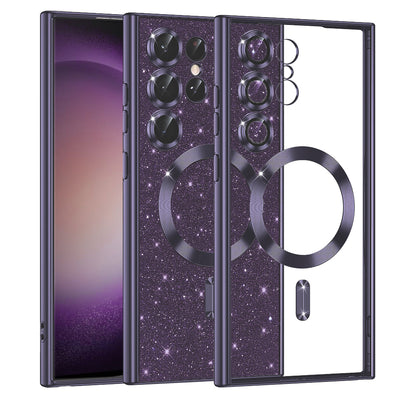 Funda MagSafe para Samsung Galaxy S23 Ultra S918, Techsuit, Luxury Glitter, Morado Oscuro