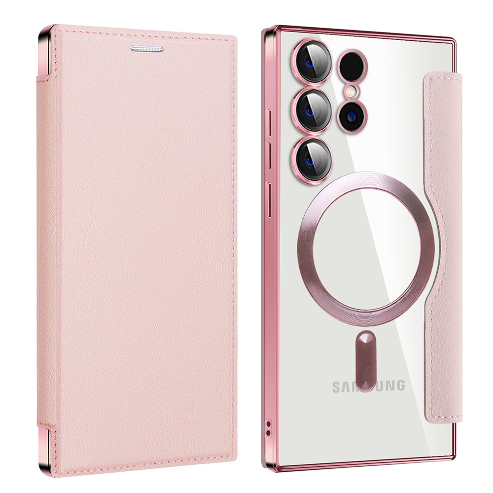 Funda MagSafe para Samsung Galaxy S23 Ultra S918, Techsuit, SmartMag Book, Rosa