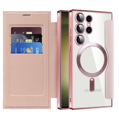 Funda MagSafe para Samsung Galaxy S23 Ultra S918, Techsuit, SmartMag Book, Rosa