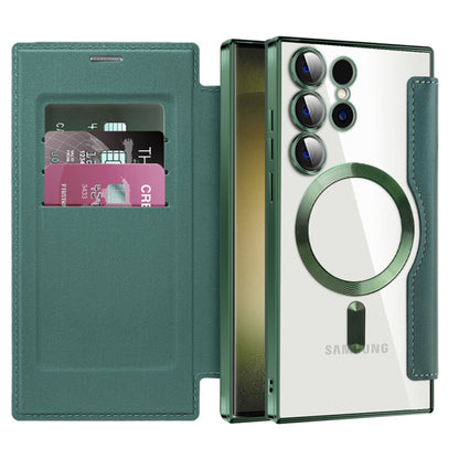 Funda MagSafe para Samsung Galaxy S23 Ultra S918, Techsuit, SmartMag Book, Verde