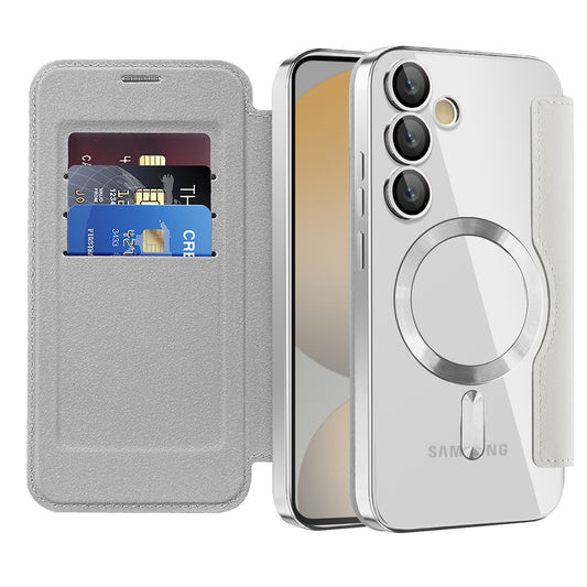 Funda MagSafe para Samsung Galaxy S24 FE S721, Techsuit, SmartMag Book, Gris