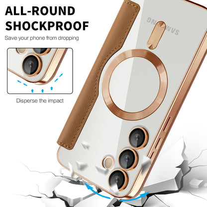 Funda MagSafe para Samsung Galaxy S24 FE S721, Techsuit, SmartMag Book, Marrón