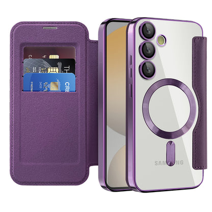 Funda MagSafe para Samsung Galaxy S24 FE S721, Techsuit, SmartMag Book, Morado