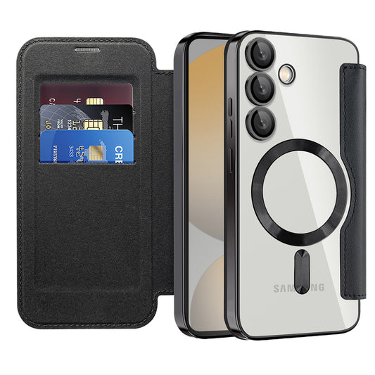 Funda MagSafe para Samsung Galaxy S24 FE S721, Techsuit, SmartMag Book, Negra