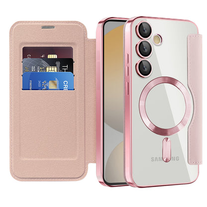 Funda MagSafe para Samsung Galaxy S24 FE S721, Techsuit, SmartMag Book, Rosa