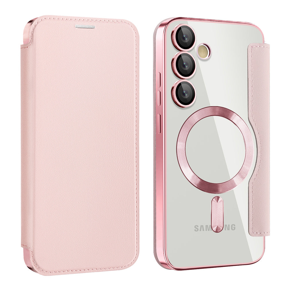 Funda MagSafe para Samsung Galaxy S24 FE S721, Techsuit, SmartMag Book, Rosa