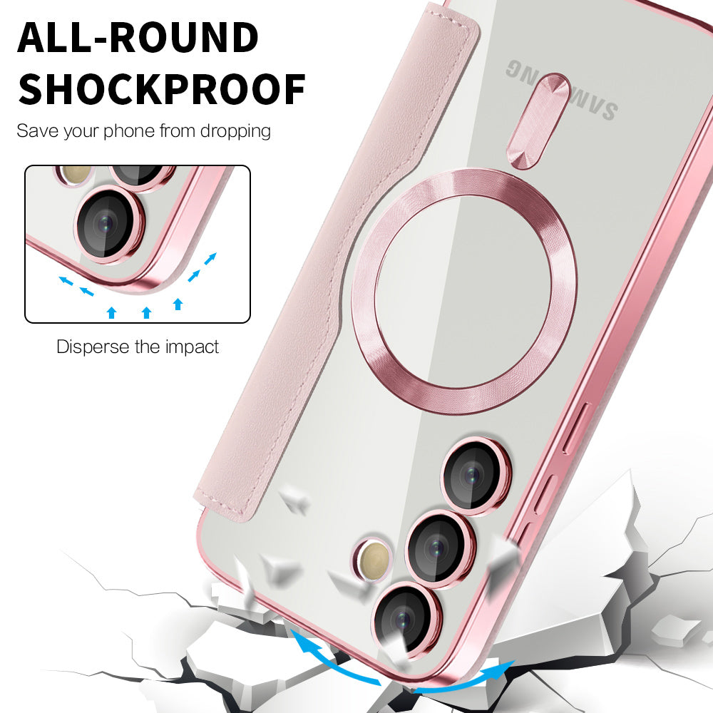 Funda MagSafe para Samsung Galaxy S24 FE S721, Techsuit, SmartMag Book, Rosa
