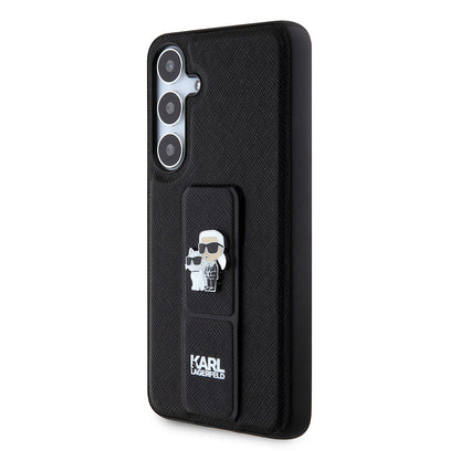 MagSafe Case for Samsung Galaxy S24+ S926, Karl Lagerfeld, Saffiano Gripstand Karl & Choupette, Black