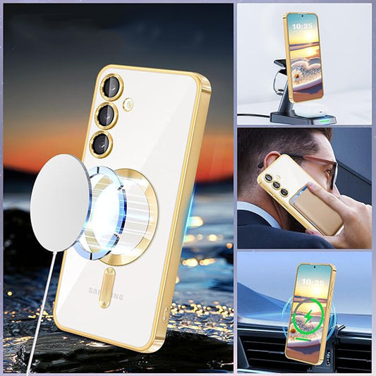 Funda MagSafe para Samsung Galaxy S24+ S926, Techsuit, Luxury Crystal, Rosa