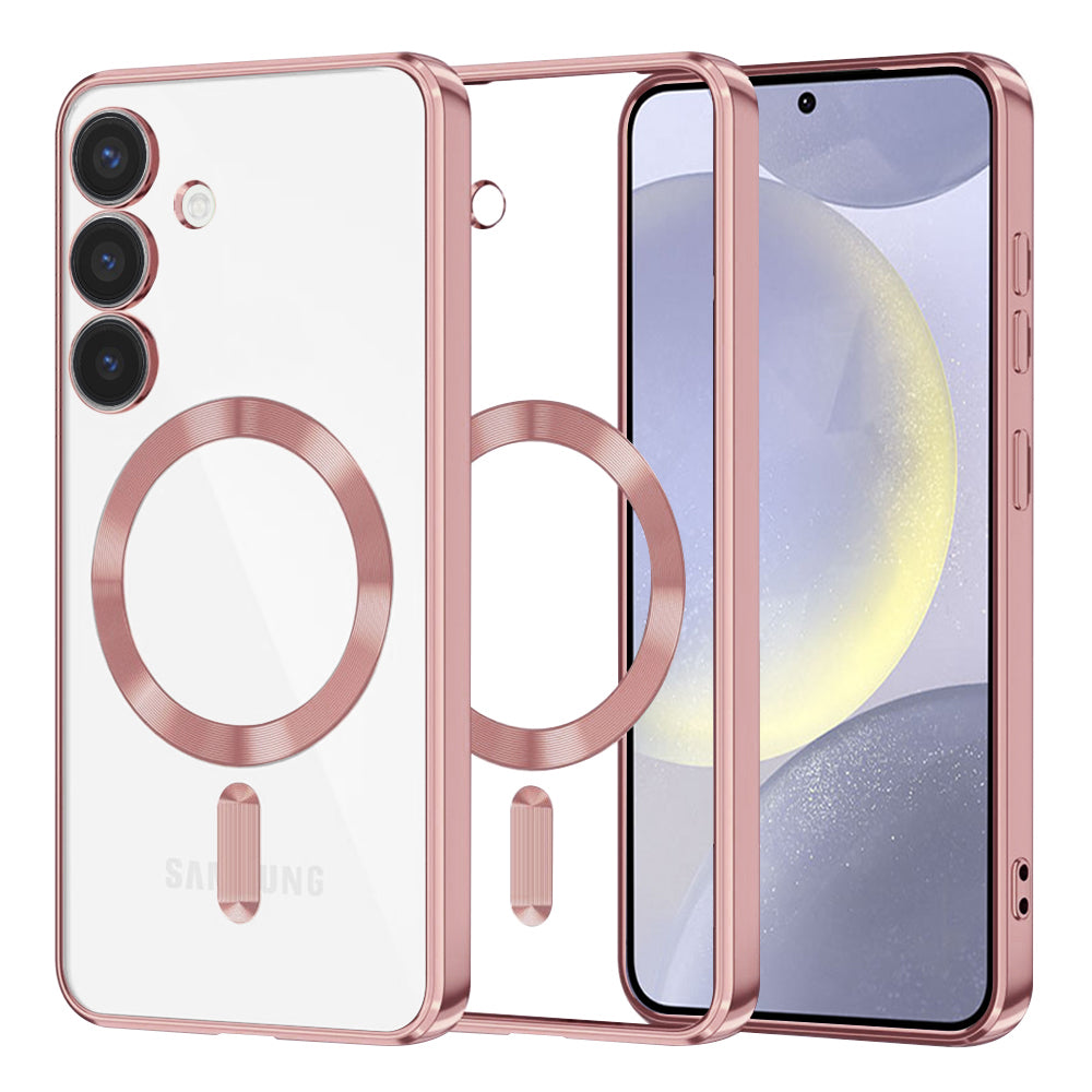 Funda MagSafe para Samsung Galaxy S24+ S926, Techsuit, Luxury Crystal, Rosa