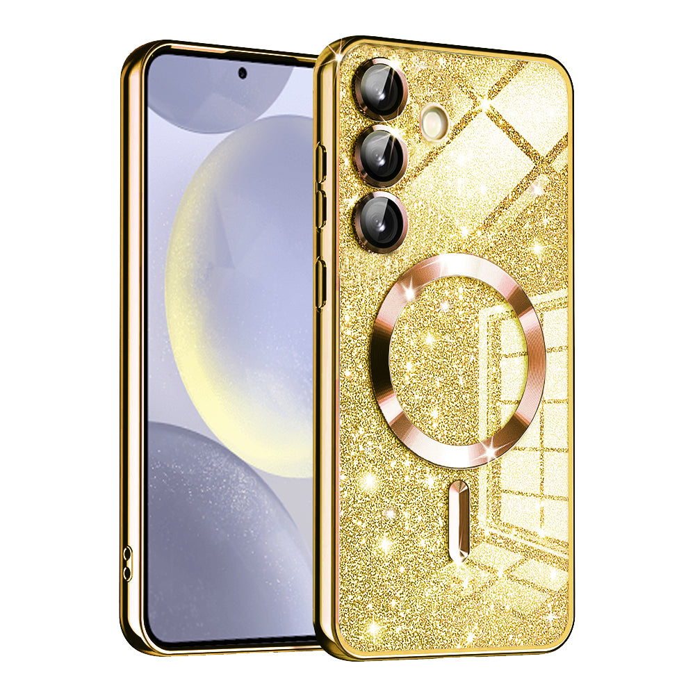Funda MagSafe para Samsung Galaxy S24+ S926, Techsuit, Luxury Glitter, Dorada