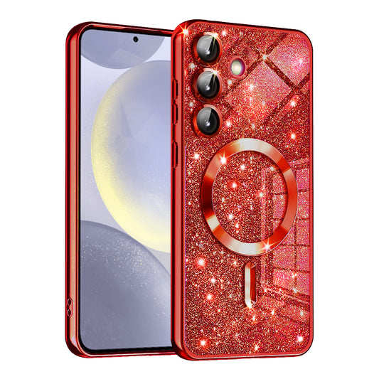 Funda MagSafe para Samsung Galaxy S24+ S926, Techsuit, Luxury Glitter, Roja