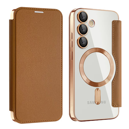 Funda MagSafe para Samsung Galaxy S24+ S926, Techsuit, SmartMag Book, Marrón
