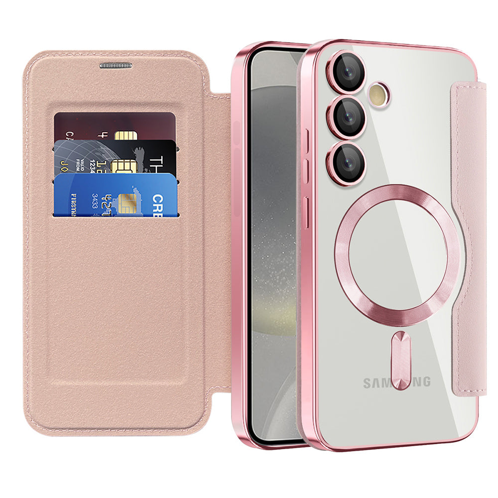Funda MagSafe para Samsung Galaxy S24+ S926, Techsuit, SmartMag Book, Rosa