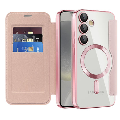 Funda MagSafe para Samsung Galaxy S24+ S926, Techsuit, SmartMag Book, Rosa