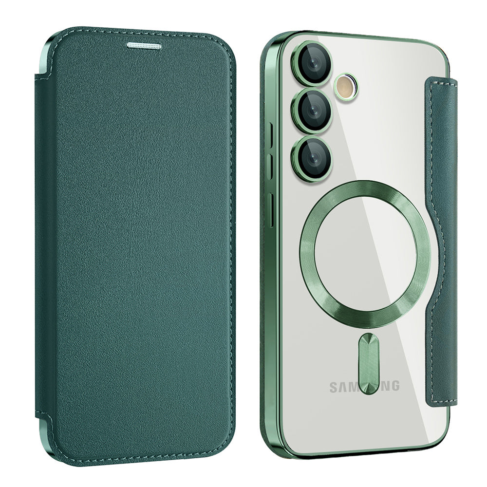 Funda MagSafe para Samsung Galaxy S24+ S926, Techsuit, SmartMag Book, Verde
