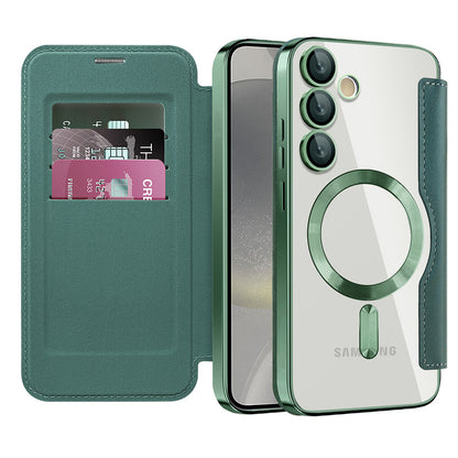 Funda MagSafe para Samsung Galaxy S24+ S926, Techsuit, SmartMag Book, Verde