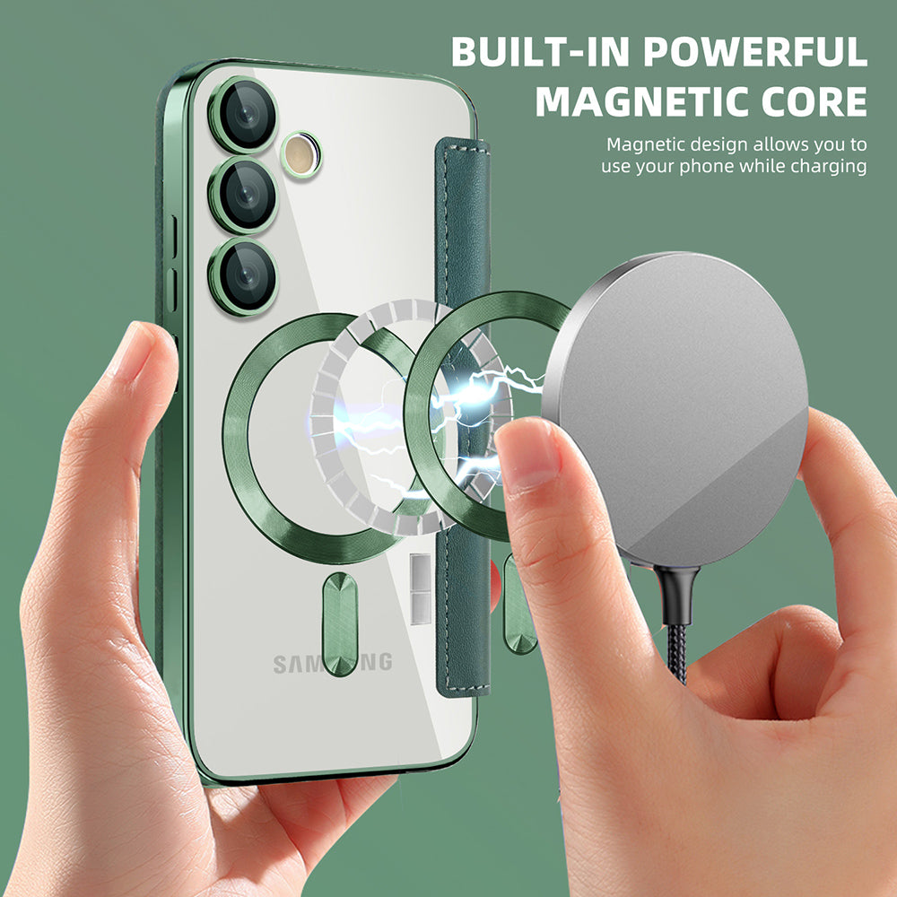 Funda MagSafe para Samsung Galaxy S24+ S926, Techsuit, SmartMag Book, Verde