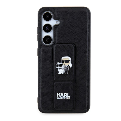 Funda MagSafe para Samsung Galaxy S24 S921, Karl Lagerfeld, Saffiano Gripstand Karl & Choupette, Negra