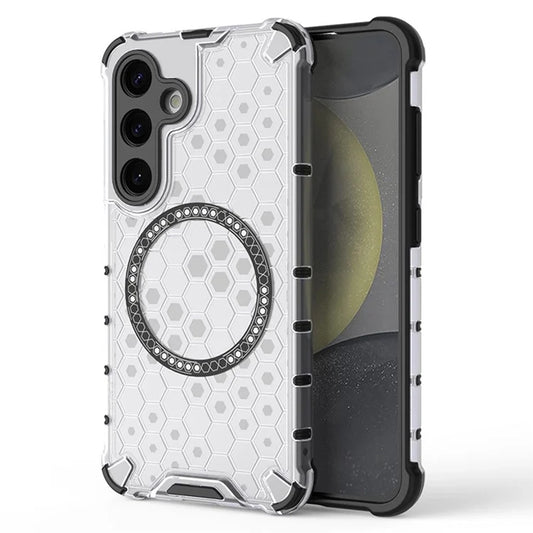 Funda MagSafe para Samsung Galaxy S24 S921, Techsuit, HoneyComb Shield, Blanca