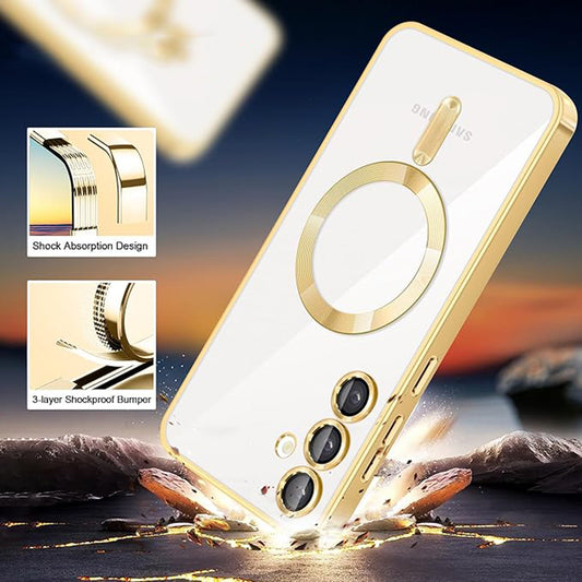 Funda MagSafe para Samsung Galaxy S24 S921, Techsuit, Luxury Crystal, Plateada