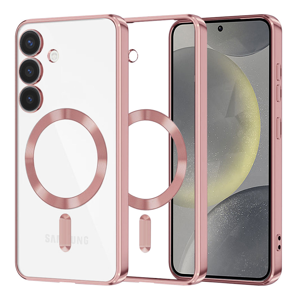 Funda MagSafe para Samsung Galaxy S24 S921, Techsuit, Luxury Crystal, Rosa