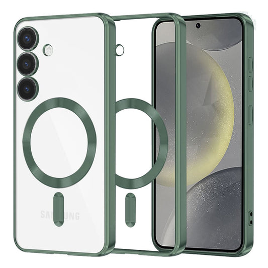 Funda MagSafe para Samsung Galaxy S24 S921, Techsuit, Luxury Crystal, Verde Oscuro