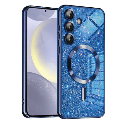 Funda MagSafe para Samsung Galaxy S24 S921, Techsuit, Luxury Glitter, Azul Oscuro