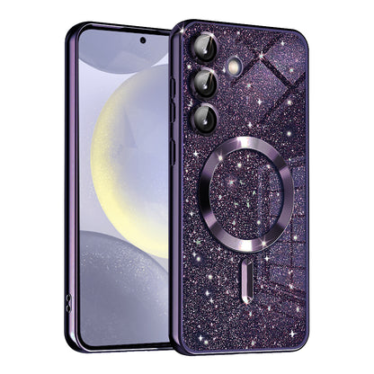 Funda MagSafe para Samsung Galaxy S24 S921, Techsuit, Luxury Glitter, Morado Oscuro