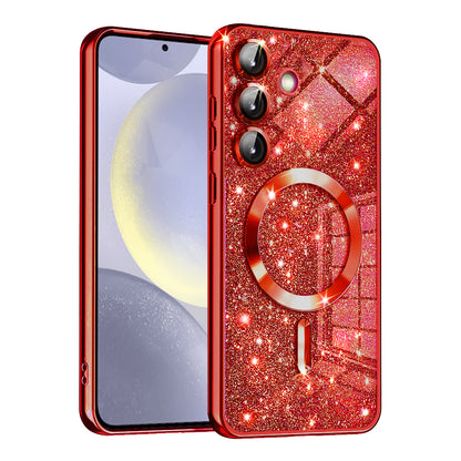 Funda MagSafe para Samsung Galaxy S24 S921, Techsuit, Luxury Glitter, Roja