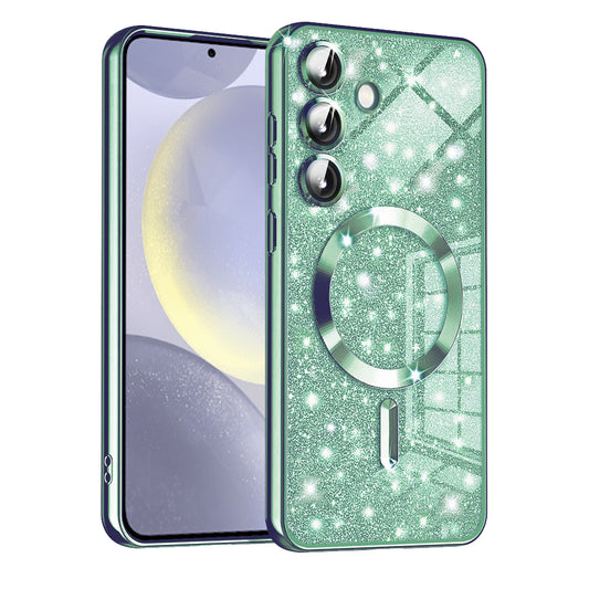 Funda MagSafe para Samsung Galaxy S24 S921, Techsuit, Luxury Glitter, Verde Claro