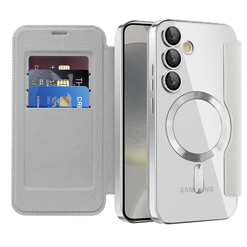 Funda MagSafe para Samsung Galaxy S24 S921, Techsuit, SmartMag Book, Gris