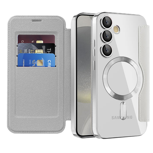 Funda MagSafe para Samsung Galaxy S24 S921, Techsuit, SmartMag Book, Gris