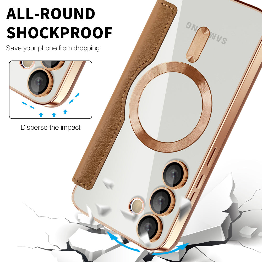 Funda MagSafe para Samsung Galaxy S24 S921, Techsuit, SmartMag Book, Marrón