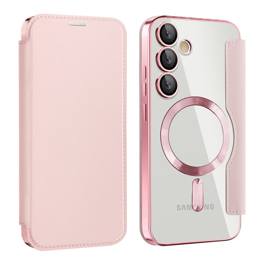 Funda MagSafe para Samsung Galaxy S24 S921, Techsuit, SmartMag Book, Rosa