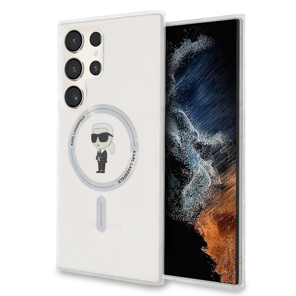 Funda MagSafe para Samsung Galaxy S24 Ultra S928, Karl Lagerfeld, IML Ikonik Karl, Transparente
