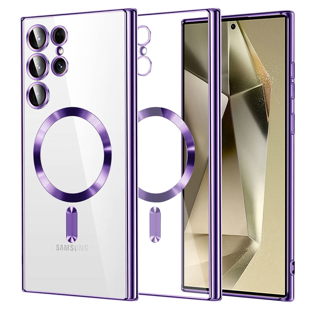 Funda MagSafe para Samsung Galaxy S24 Ultra S928, Techsuit, Luxury Crystal, Morado Claro