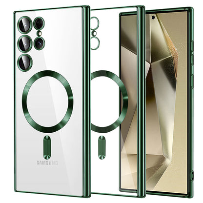Funda MagSafe para Samsung Galaxy S24 Ultra S928, Techsuit, Luxury Crystal, Verde Oscuro