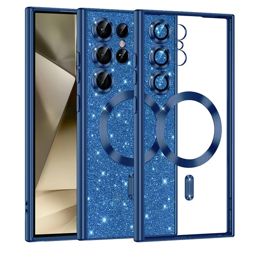 MagSafe Case for Samsung Galaxy S24 Ultra S928, Techsuit, Luxury Glitter, Dark Blue
