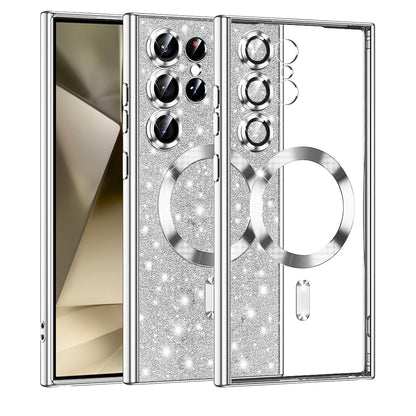 Funda MagSafe para Samsung Galaxy S24 Ultra S928, Techsuit, Luxury Glitter, Plateada